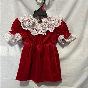 Charming Red Babydoll Dress with White Bib Collar